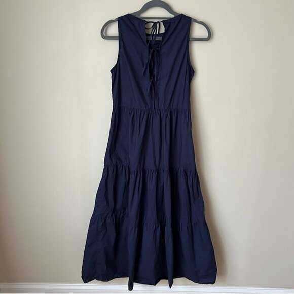 4our Dreamers Navy Blue Tiered Midi Sleeveless Boho Dress Women’s Size XS - Picture 5 of 7